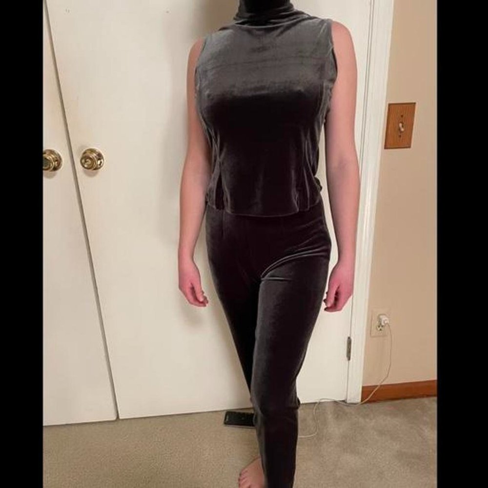 Silvery Velvet Pant Set Vtg 90s Gantos